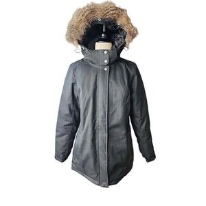 Eddie Bauer EB600 Goose Down Stadium Coat Womens Medium Black Winter Outdoors
